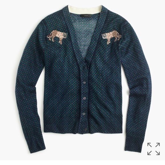 J. Crew Sweaters - J crew mensy cardigan sweater with tiger patch